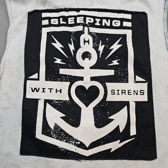 Sleeping with Sirens Denim Vest Adult 2XL Acid Wash Rock Band - Picture 10 of 11